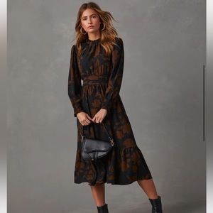 Vici Black and Brown Midi Dress
